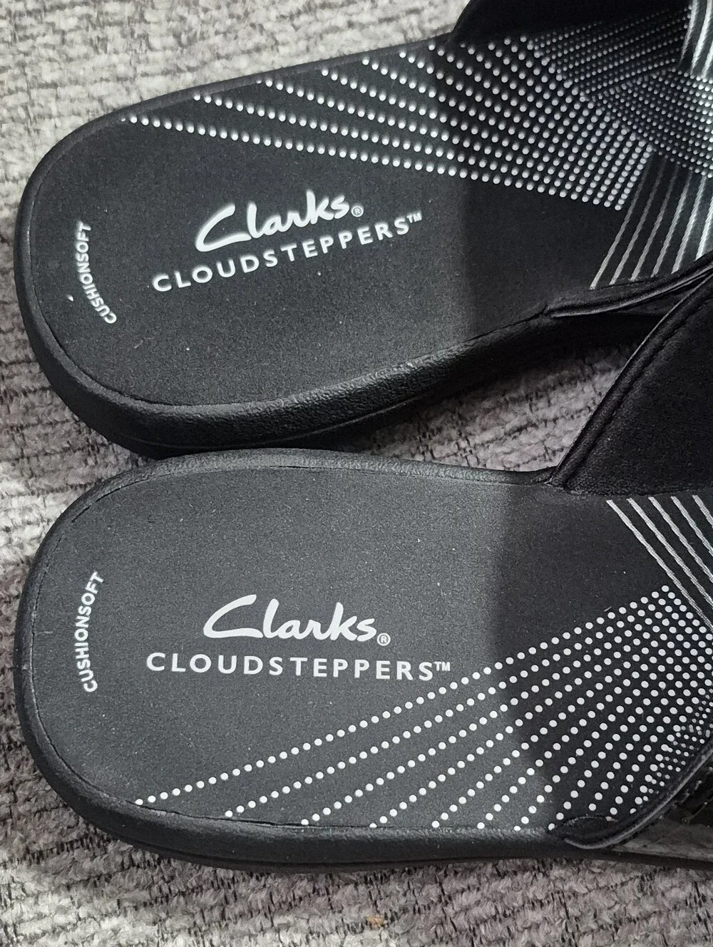 Clarks Black Patent Dual-Strap Womens Sandals